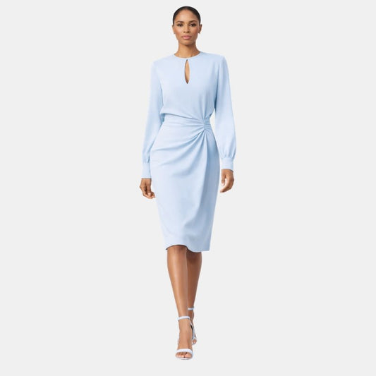 Damska Letnia Elegancka Długi Rękaw Marszczona Midi Sukienka