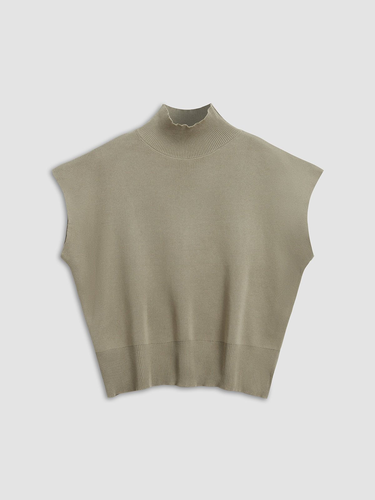 Damska Letnia Elegancka Dzianinowa Mock Neck Casual Bluzka