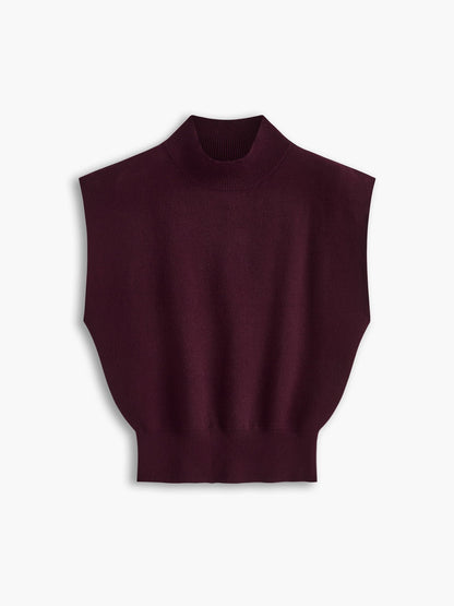 Damska Letnia Elegancka Dzianinowa Mock Neck Casual Bluzka