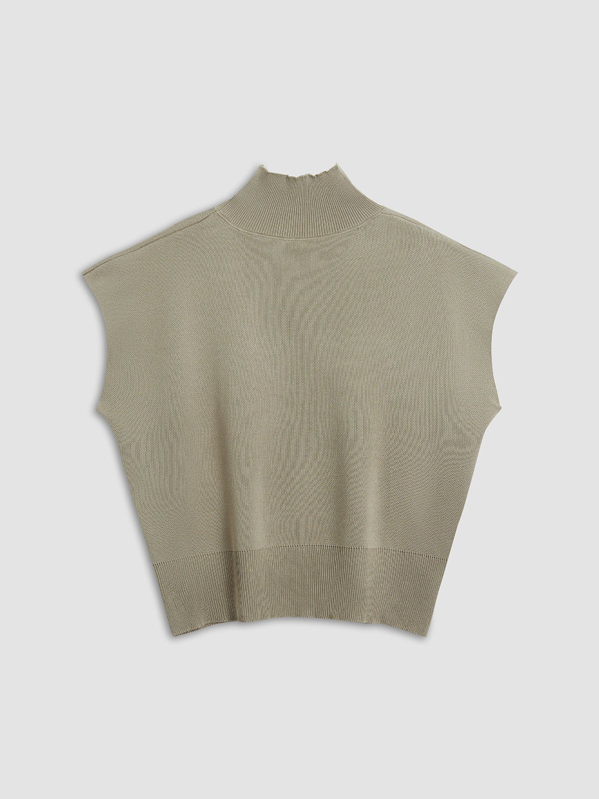 Damska Letnia Elegancka Dzianinowa Mock Neck Casual Bluzka