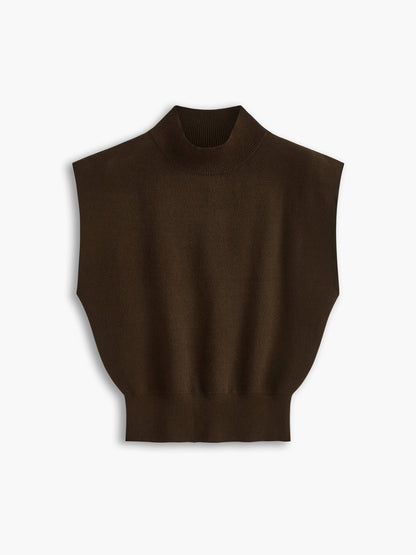 Damska Letnia Elegancka Dzianinowa Mock Neck Casual Bluzka