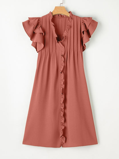 Damska Letnia Elegancka Luźna Falbany Sukienka