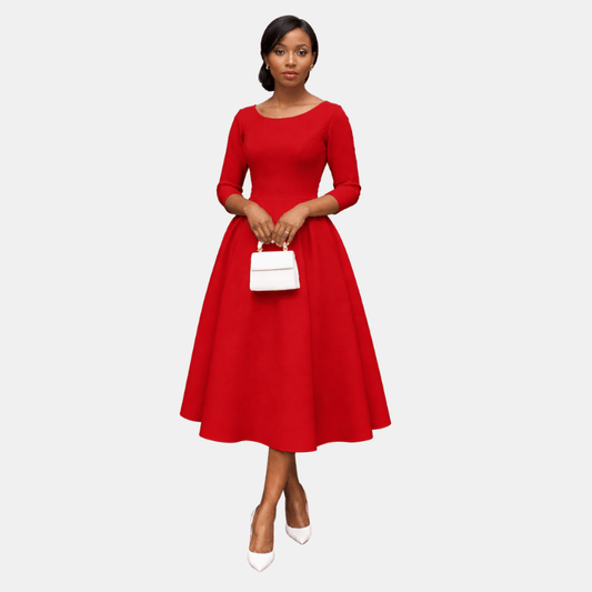 Damska Letnia Elegancka Sukienka Midi A Linia