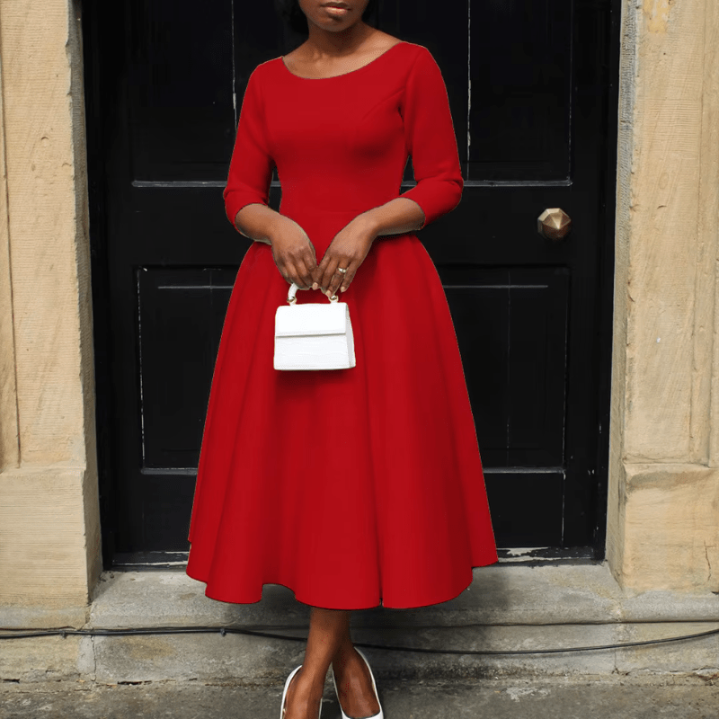 Damska Letnia Elegancka Sukienka Midi A Linia