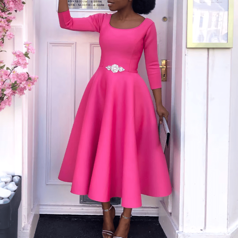 Damska Letnia Elegancka Sukienka Midi A Linia