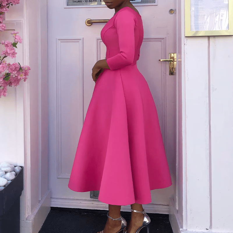 Damska Letnia Elegancka Sukienka Midi A Linia