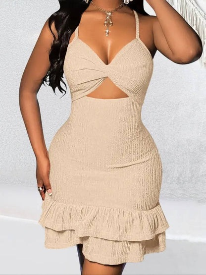 Damska Letnia Elegancka Wycięcie Dopasowana Sukienka