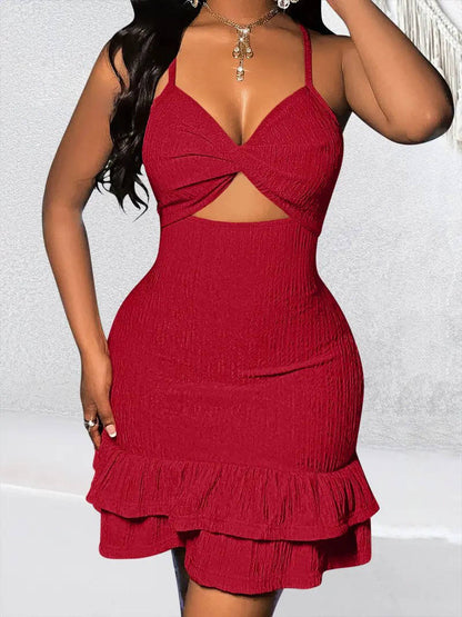 Damska Letnia Elegancka Wycięcie Dopasowana Sukienka