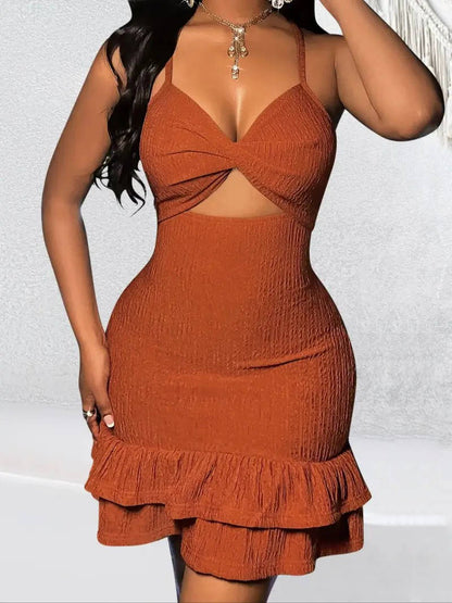 Damska Letnia Elegancka Wycięcie Dopasowana Sukienka