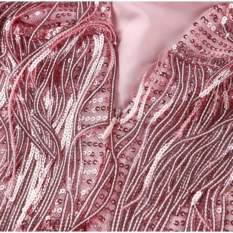 Damska Letnia Frędzle Na Ramiączkach Pióra Mini Sukienka