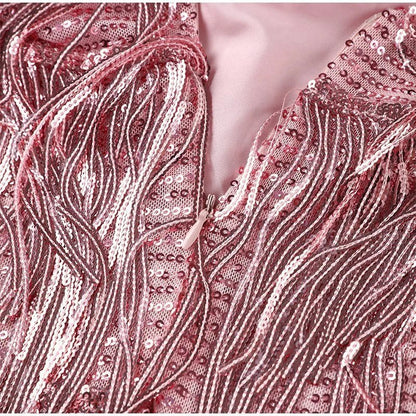 Damska Letnia Frędzle Na Ramiączkach Pióra Mini Sukienka