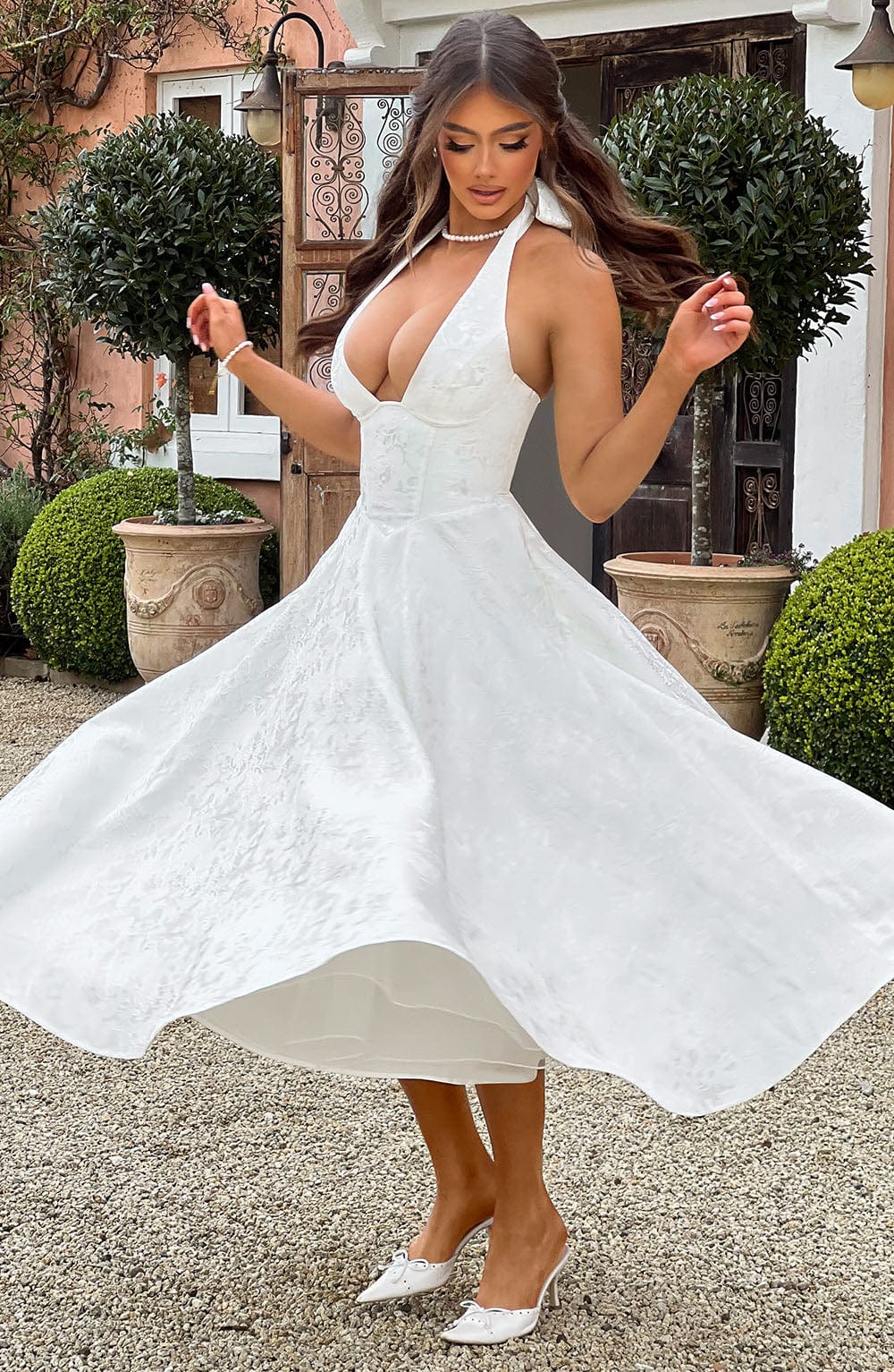 Damska Letnia Halter Elegancka Imprezowa Midi Sukienka