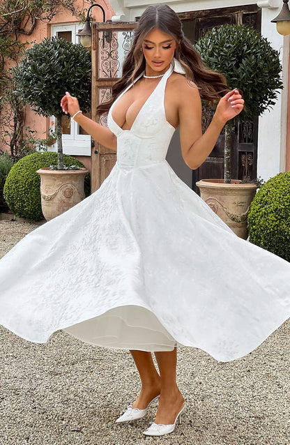 Damska Letnia Halter Elegancka Imprezowa Midi Sukienka