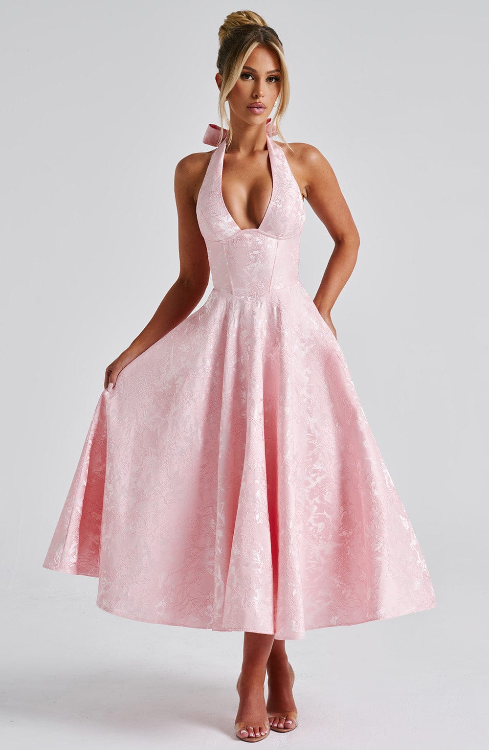 Damska Letnia Halter Elegancka Imprezowa Midi Sukienka