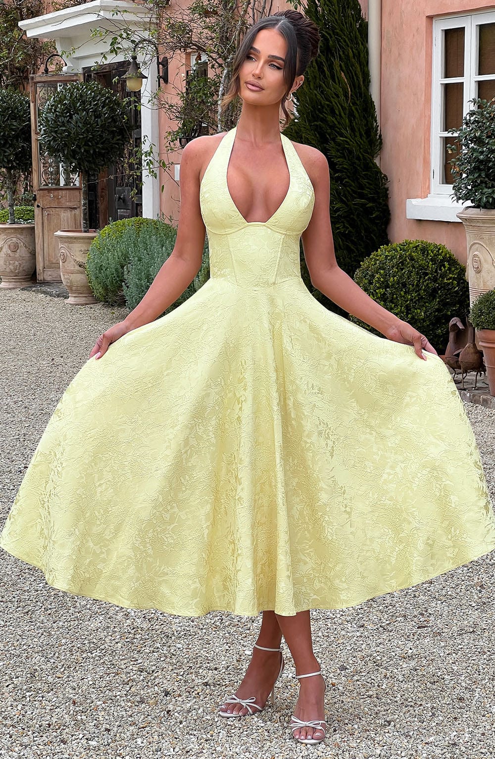 Damska Letnia Halter Elegancka Imprezowa Midi Sukienka