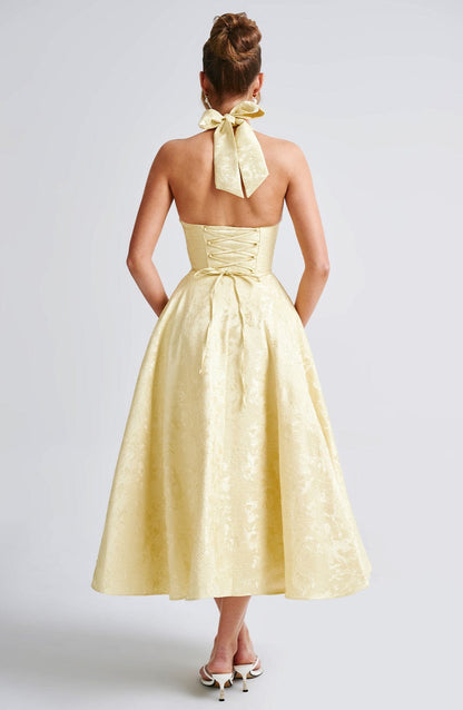 Damska Letnia Halter Elegancka Imprezowa Midi Sukienka