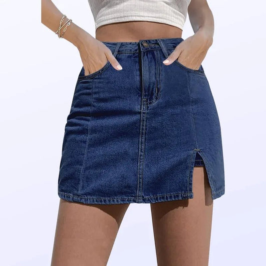 Damska Letnia Jeansowa Wysoki Stan Mini Spódnica