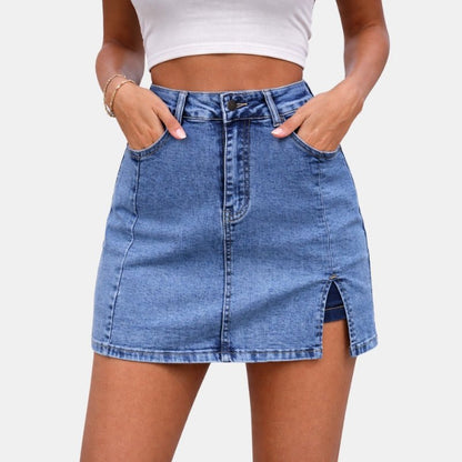 Damska Letnia Jeansowa Wysoki Stan Mini Spódnica