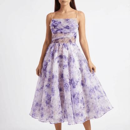 Damska Letnia Kwiatowa Na Ramiączkach Romantyczna Sukienka Midi