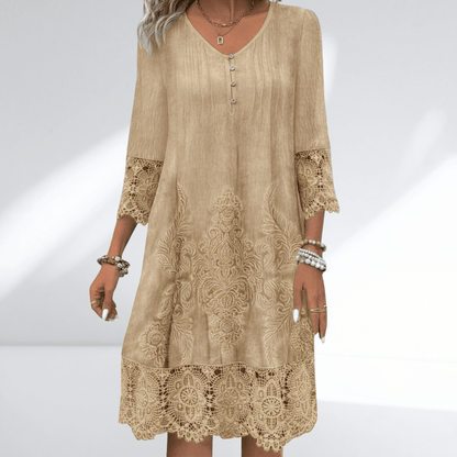 Damska Letnia Sukienka Tunika z Haftem i Koronką