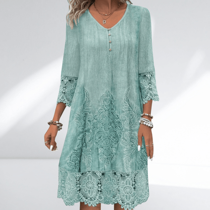 Damska Letnia Sukienka Tunika z Haftem i Koronką