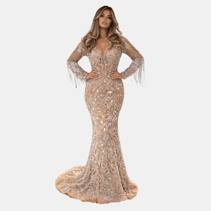 Damska Letnia Sukienka Wieczorowa Cekiny Frędzle