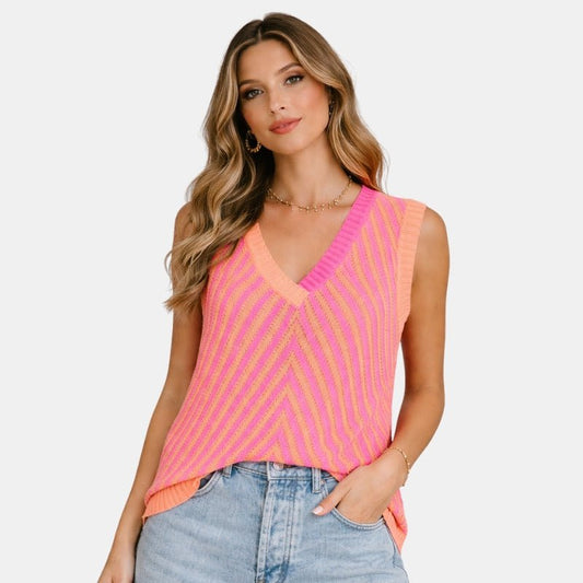 Damski Letni Casual Bez Rękawów Dzianinowy Top