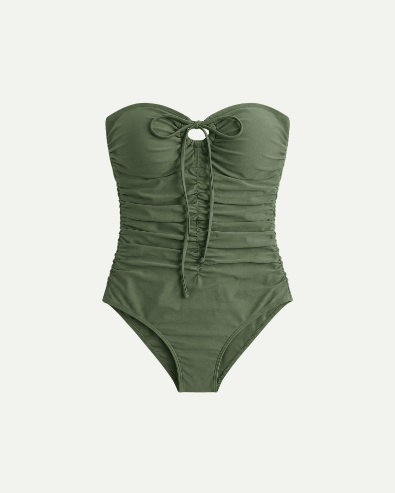 Damski Letni Elegancki Marszczony Bandeau Strój Kąpielowy