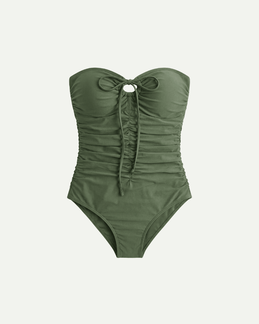 Damski Letni Elegancki Marszczony Bandeau Strój Kąpielowy