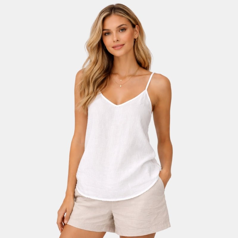 Damski Letni Lniany Na Ramiączkach Casual Top