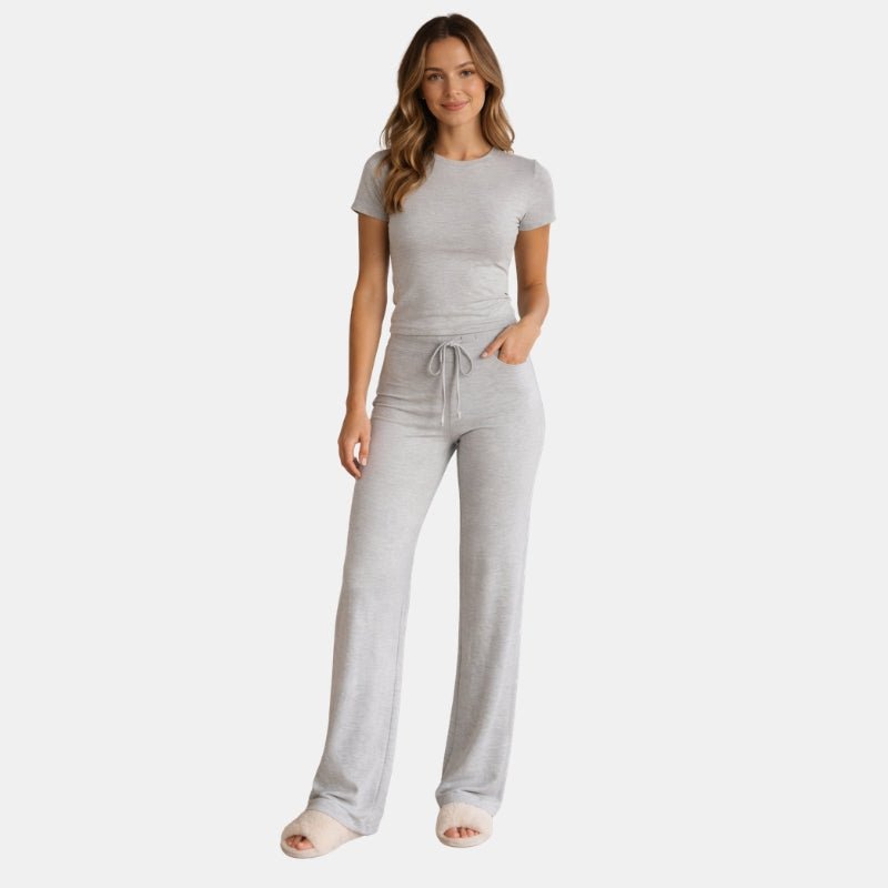 Damski Letni Lounge Krótki Rękaw Szerokie Nogawki Komplet