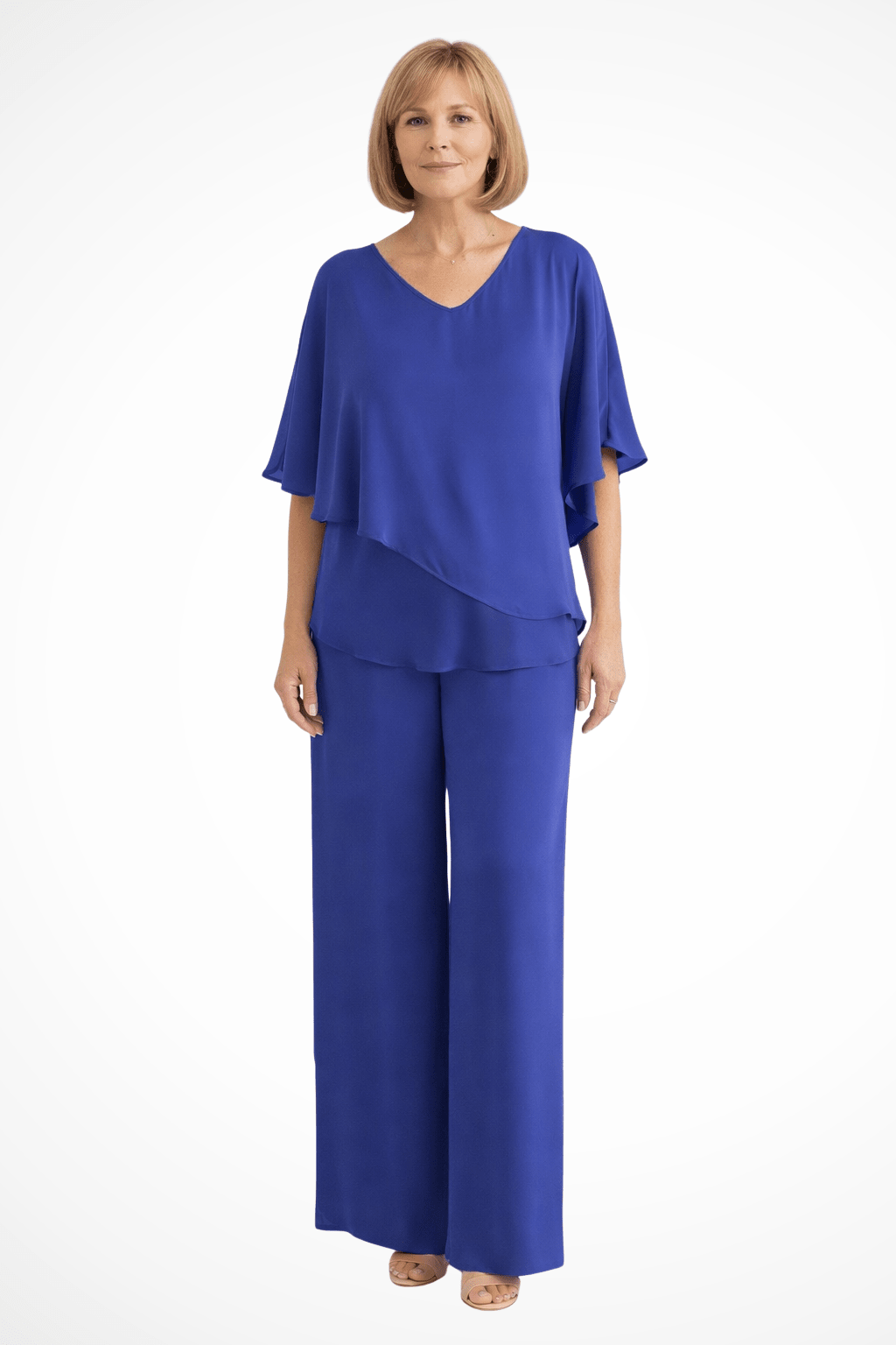 Damski Letni Nietoperz Dekolt V Zestaw Szerokie Spodnie