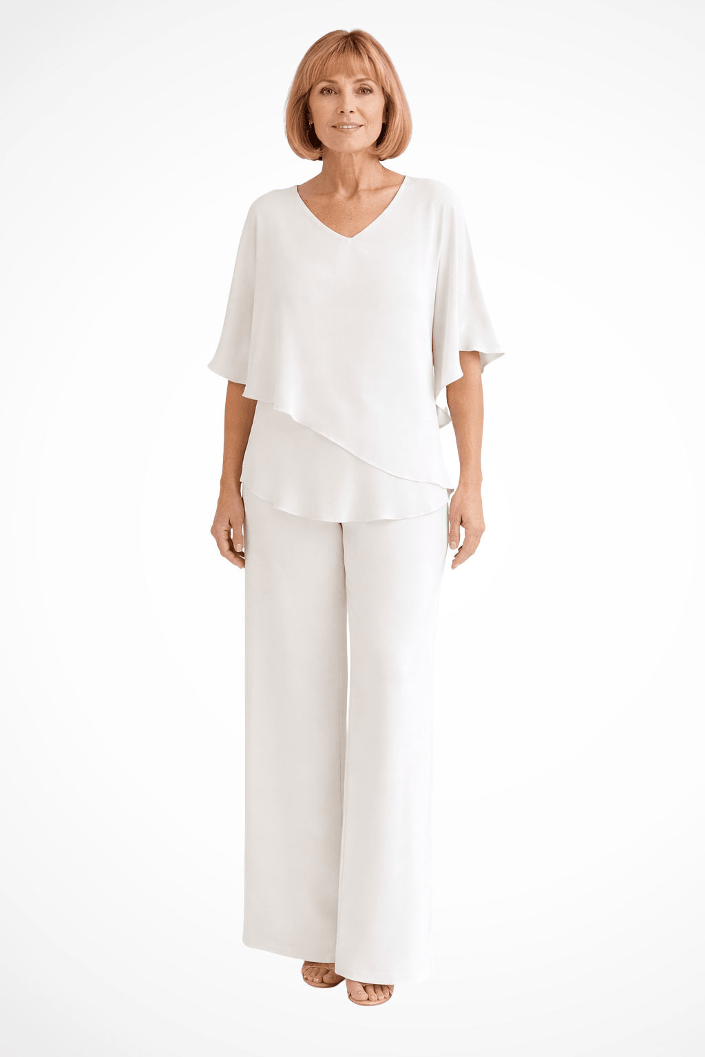 Damski Letni Nietoperz Dekolt V Zestaw Szerokie Spodnie