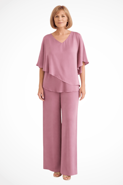 Damski Letni Nietoperz Dekolt V Zestaw Szerokie Spodnie