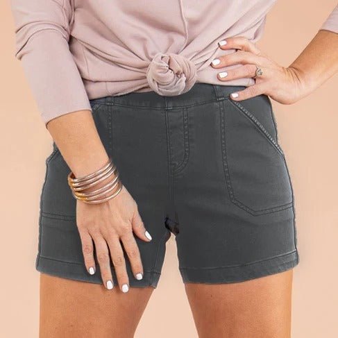 Damskie Elastyczne Twill Kieszenie Casual Szorty