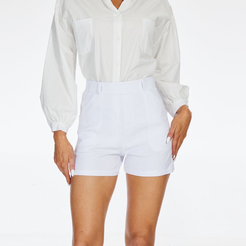Damskie Elastyczne Twill Kieszenie Casual Szorty