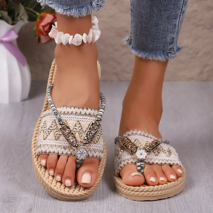 Damskie Letnie Boho Wsuwane Sandały