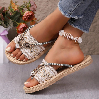 Damskie Letnie Boho Wsuwane Sandały