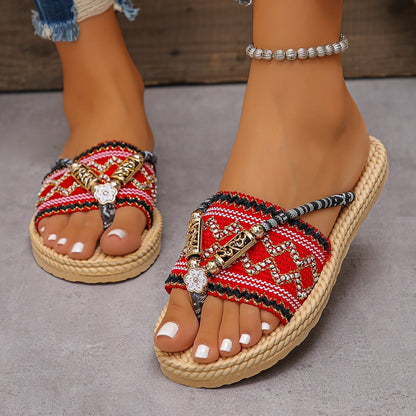 Damskie Letnie Boho Wsuwane Sandały