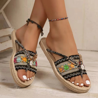 Damskie Letnie Boho Wsuwane Sandały