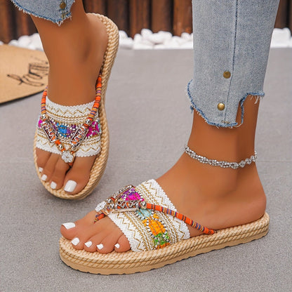 Damskie Letnie Boho Wsuwane Sandały
