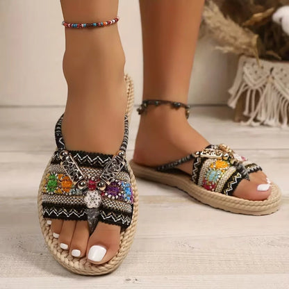 Damskie Letnie Boho Wsuwane Sandały