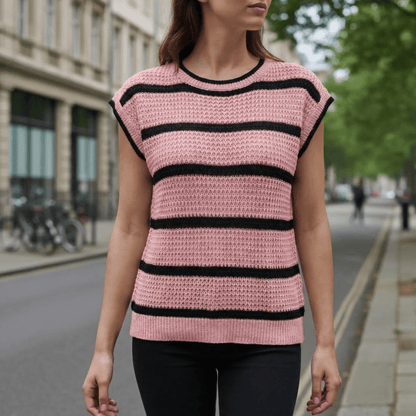 Damskie Letnie Casual Paski Dzianinowy Top