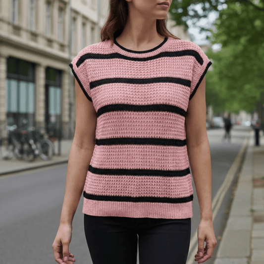 Damskie Letnie Casual Paski Dzianinowy Top