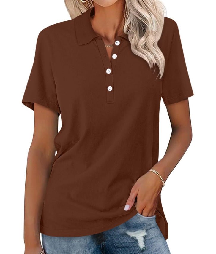 Damskie Letnie Casual Podstawowe Krótki-Rękaw Polo
