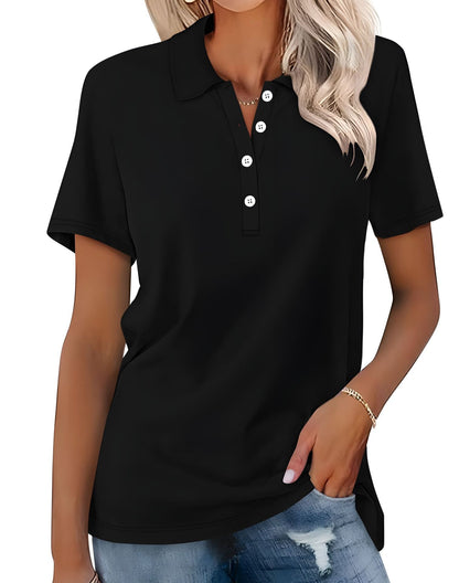 Damskie Letnie Casual Podstawowe Krótki-Rękaw Polo