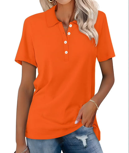Damskie Letnie Casual Podstawowe Krótki-Rękaw Polo