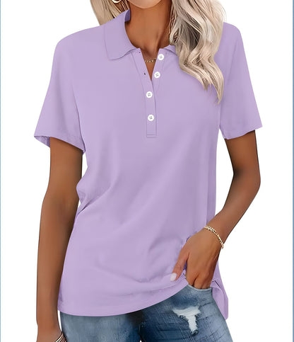 Damskie Letnie Casual Podstawowe Krótki-Rękaw Polo