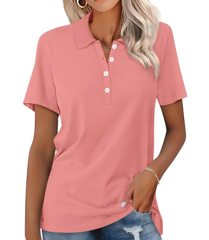 Damskie Letnie Casual Podstawowe Krótki-Rękaw Polo