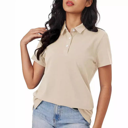Damskie Letnie Casual Podstawowe Krótki-Rękaw Polo